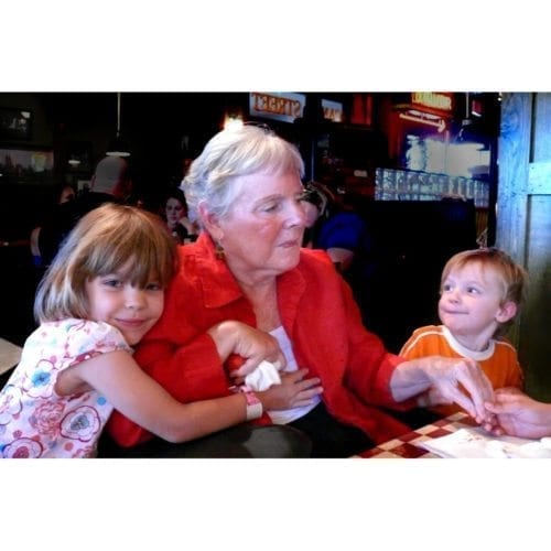 Kathryn's mother and children. Read about a personal story of a woman, her mother, with Alzheimer's, raising kids and how writing a book helped her on her journey. | SeniorsFlourish.com #geriatricOT