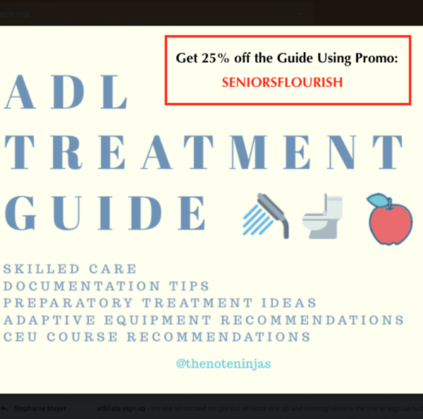 ADL Treatment Guide is broken down by type of ADL (dressing, toileting, self-feeding, etc). Then under each category they list skills required and preparatory treatment ideas, so you can improve your skilled treatment and documentation with ADL's.