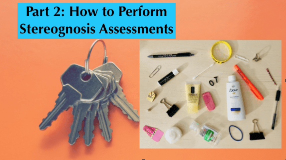 How to Perform Stereognosis Assessments in OT with Adults - Tips and Examples | SeniorsFlourish.com #SNFOT #homehealthOT #neuroOT #acutecareOT #occupationaltherapy